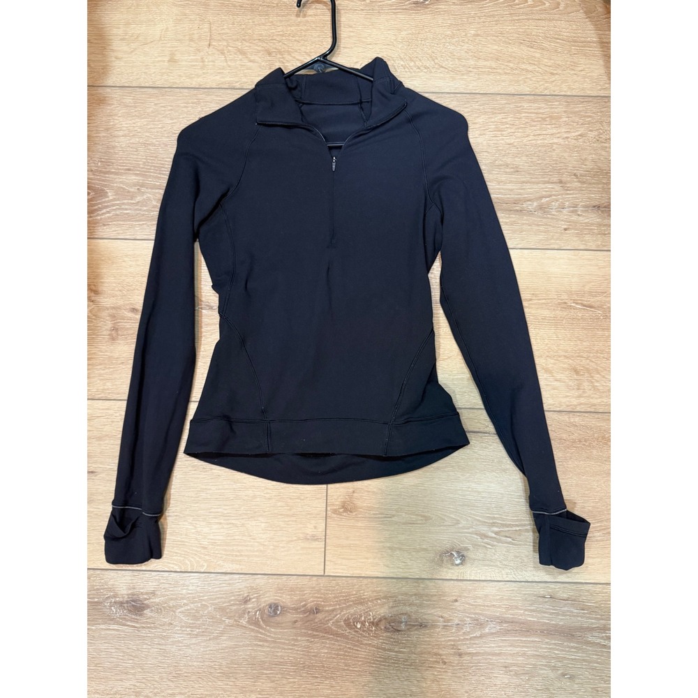 Lululemon Run Turbo 1/2 Zip Pullover Black Size 4 Thumbholes Back Pocket